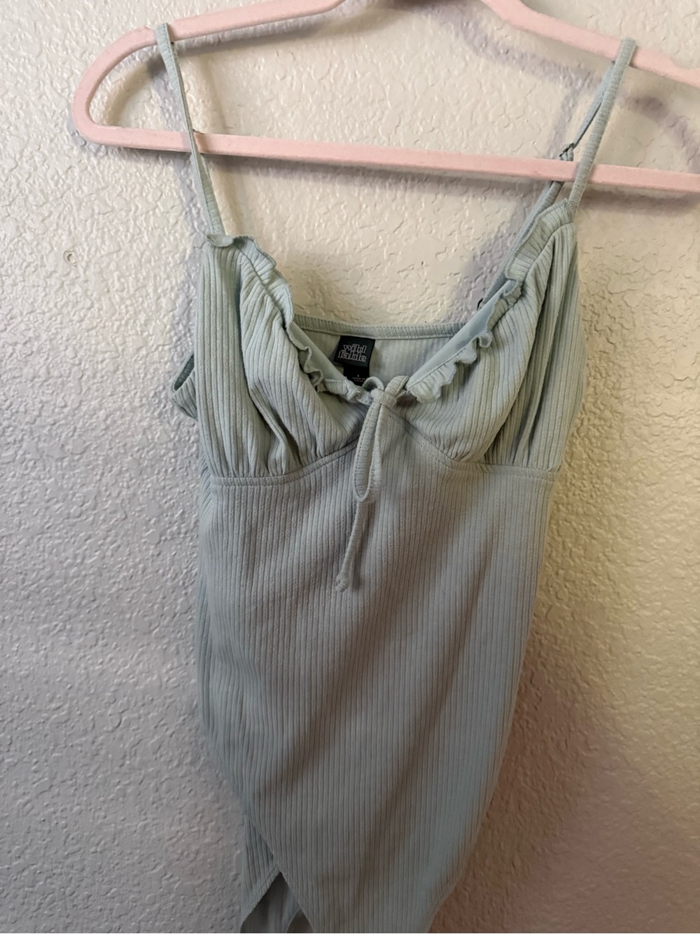 wild fable Light Sage Ribbed Tie-Front Cami